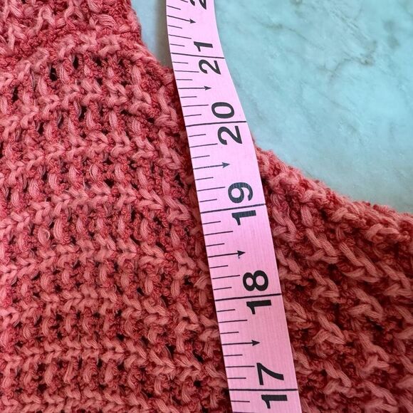 Free People silk blend I'll Be Around Coral Orange Fringe Trim Knit Cardigan XS - Picture 8 of 9